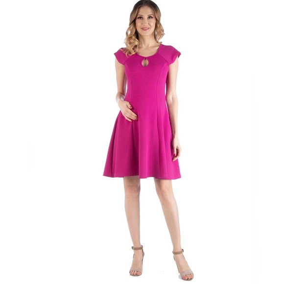 24Seven Comfort Apparel Maternity Dress with Keyhole Neck Black Size XL - Picture 3 of 7